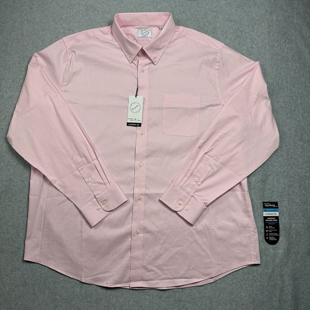 Bespoke New York Men's Classic Fit Long Sleeve Oxford Shirt XXL 18-18.5 36/37